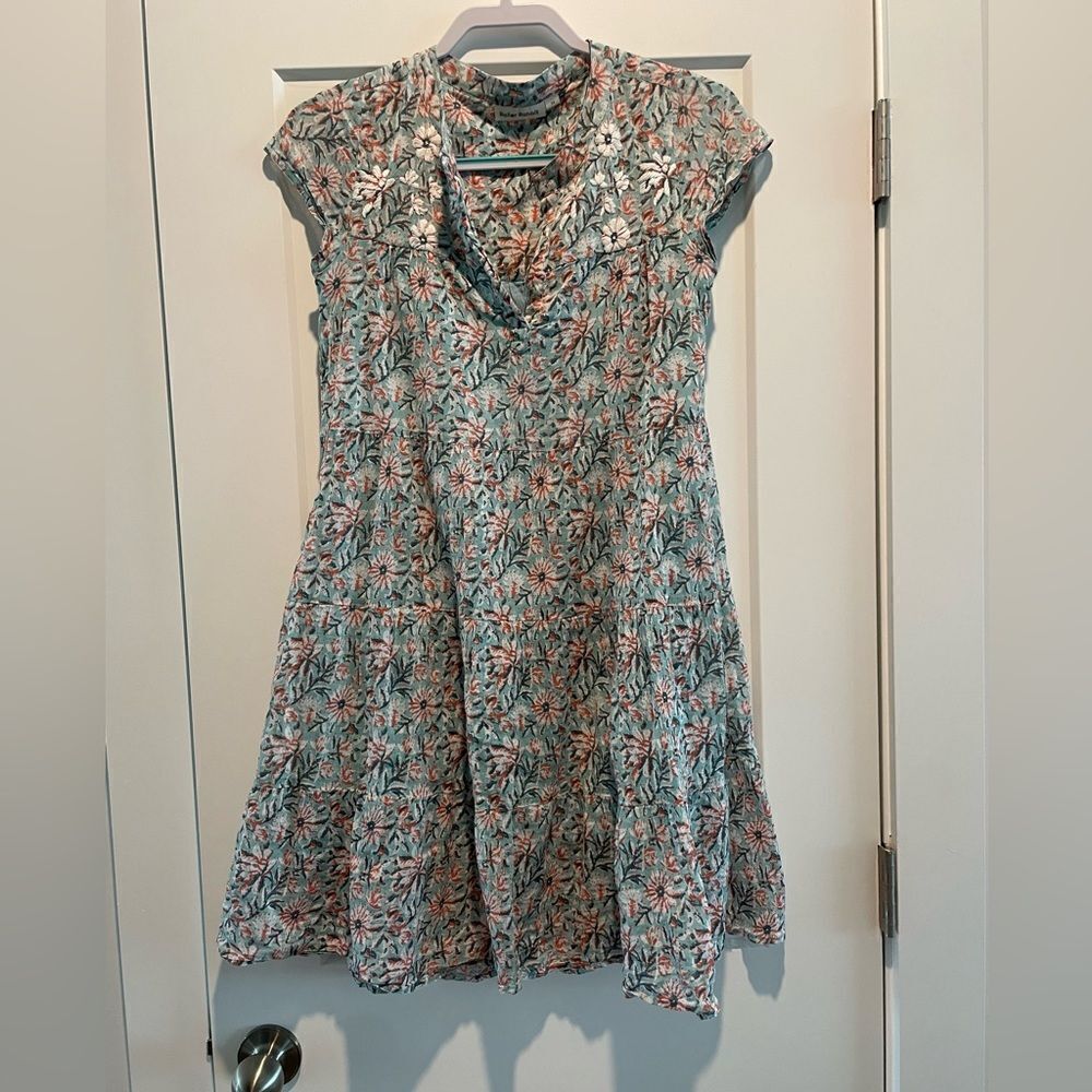 Roller Rabbit Floral Mint Green and Coral Cotton Dress